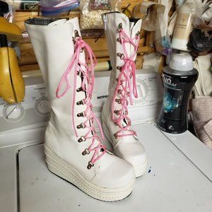 Synthetic leather stomper boots